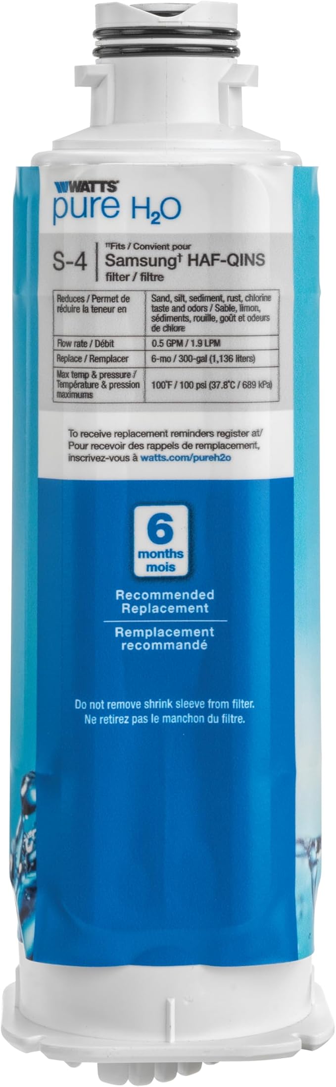 Watts L-5 LG Refrigerator Water Filter Replacement Cartridge, Compatible with LT120F/ADQ73613901, 6-Month Life, Reduces Lead, Chlorine, Taste & Odor, NSF Certified