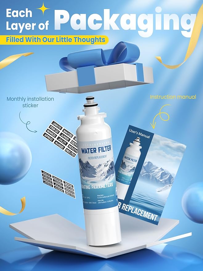 ADQ73613401 Filter Fit for LT800P LG Water Filter, Compatible with LT800P, LT800PC, ADQ736134, ADQ73613402, LSXS26326S, LMXC23746S, 46-9490, 469490, LSXS26366S, 2 Pack, by KAYBAYJAY