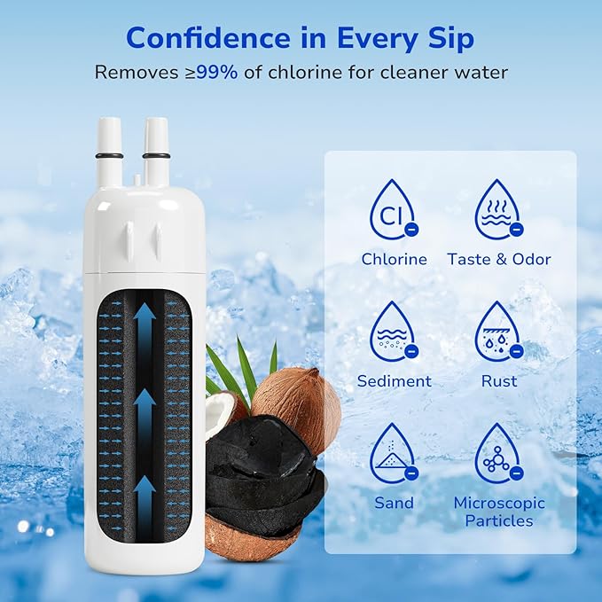 Fil-Fresh EDR1RXD1 Refrigerator Water Filter Replacement for EveryDrop® Filter 1, Whirlpool® W10295370A, WHR1RXD1, KAD1RXD1, P4RFWB, P8RFWB2L, Kenmore® 46-9081, 46-9930, Fridge Water Filter, 3 Packs