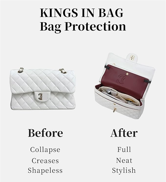 CF Bag Divider Organizer, Medium Tote Bag Organizer Insert Compatible with Chanel Classic Flap, Multiple Pockets Inner Bag for Women bags (Cassis, Chanel CF Medium)