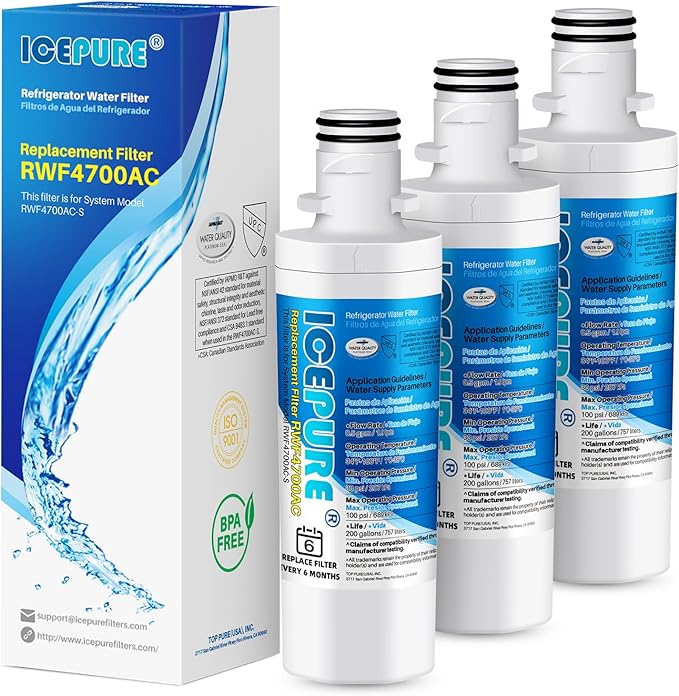 ICEPURE ADQ747935 Replacement for LG LT1000P MDJ64844601, Kenmore Elite 46 9980, ADQ74793501 LT1000PC LT1000 ADQ74793502, LMXS28626S,3 Pack Refrigerator Water and 6 Pack LT120F Fresh Air Filte