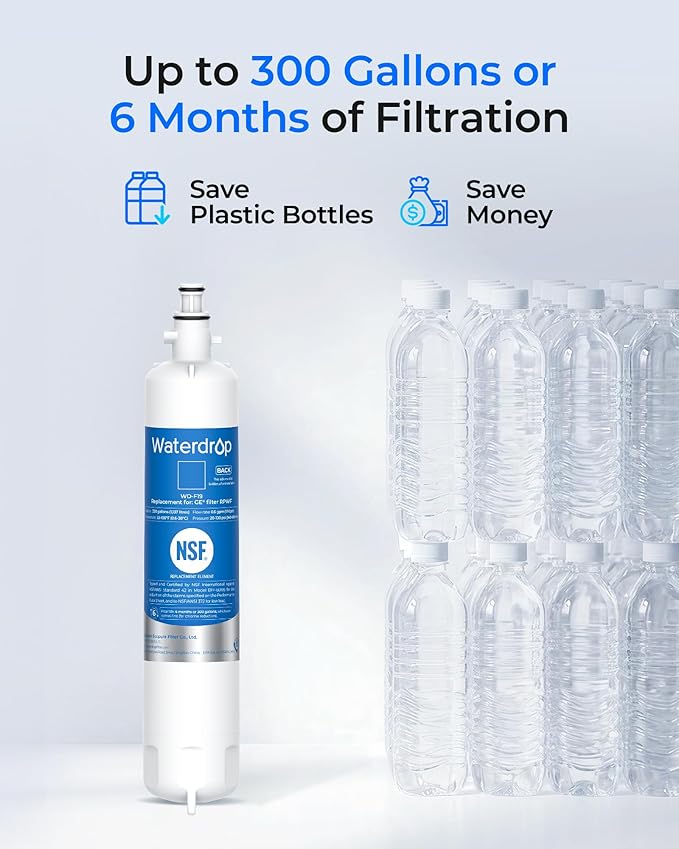 Waterdrop RPWF Refrigerator Water Filter (NOT RPWFE), Replacement for GE® RPWF, DWF-36, R-3600, MPF15350, OPFG3-RF300, WF277, RWF1063, 3 Filters