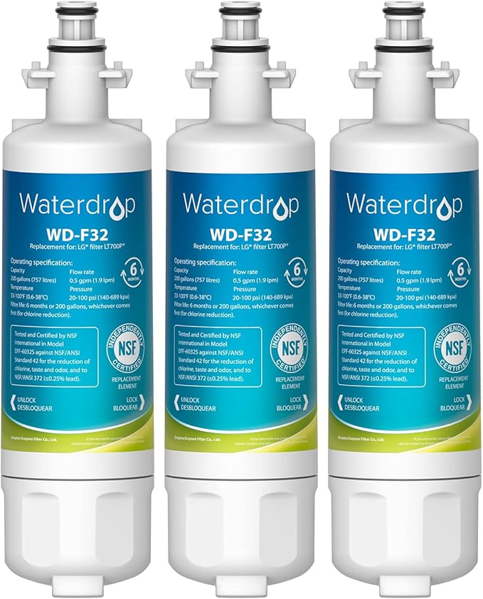 Waterdrop 469690 ADQ36006101 Refrigerator Water Filter, Replacement for LG® LT700P® 5 Pack