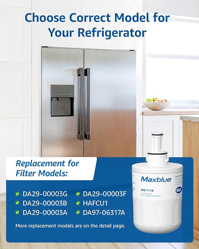 Maxblue DA29-00003G Refrigerator Water Filter, Replacement for Samsung® DA29-00003G, DA29-00003B, Aqua-Pure Plus, RFG237AARS, DA29-00003F, HAFCU1, RFG297AARS, WFC2201, 3 Filters