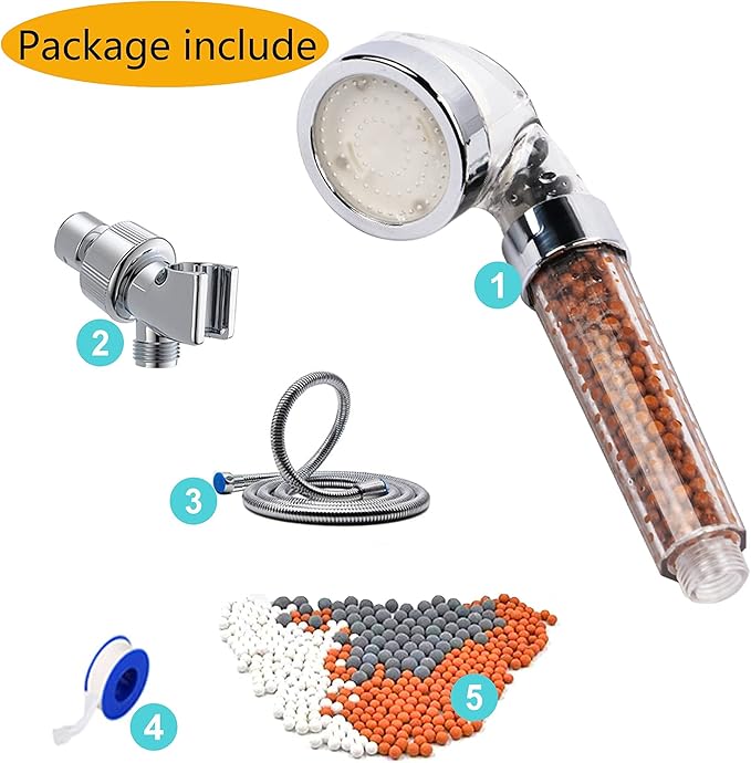 SEANADO LED Shower Head Handheld with Hose,Replacement Filter and Shower Bracket，Rainfall 7 Colors Changing High Pressure Spray Filter Showerheads Waterproof Lights for Hard Water