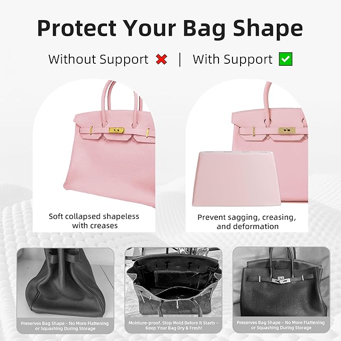 DGAZ Purse Pillow Shaper Insert,Luxury Handbag Tote Shapers, Memory Foam- Fits Birkin 20/25/30/35/40/45/50 Bag(Pink,BK45)
