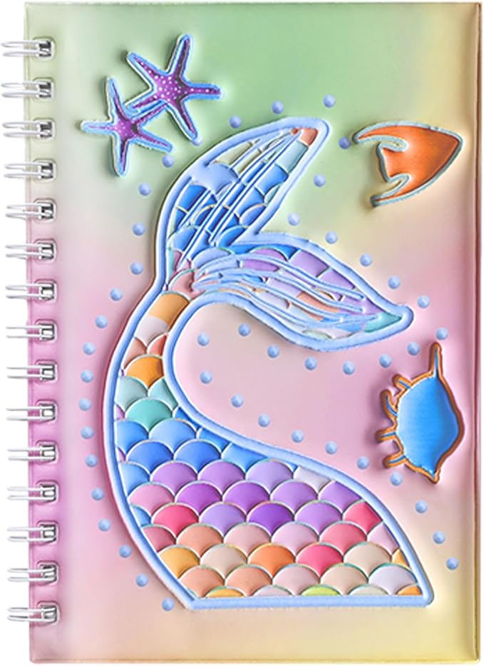 MUDOR Reusable Sticker Collecting Book with Puffy Cover, A5 Size with 40 Sheets Release Paper, Blank Stickers Storage Collection Album Organizer (Fish)