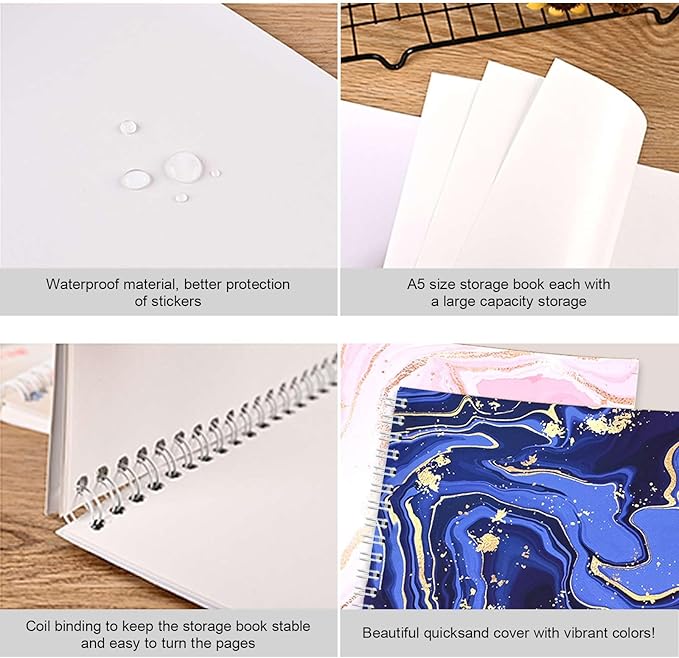 BetterJonny 2 Pcs Reusable Sticker Book Collecting Album Blank Sticker Storage Organizer Book A5 Size with 64 Sheets Release Paper for Collecting Stickers, Labels