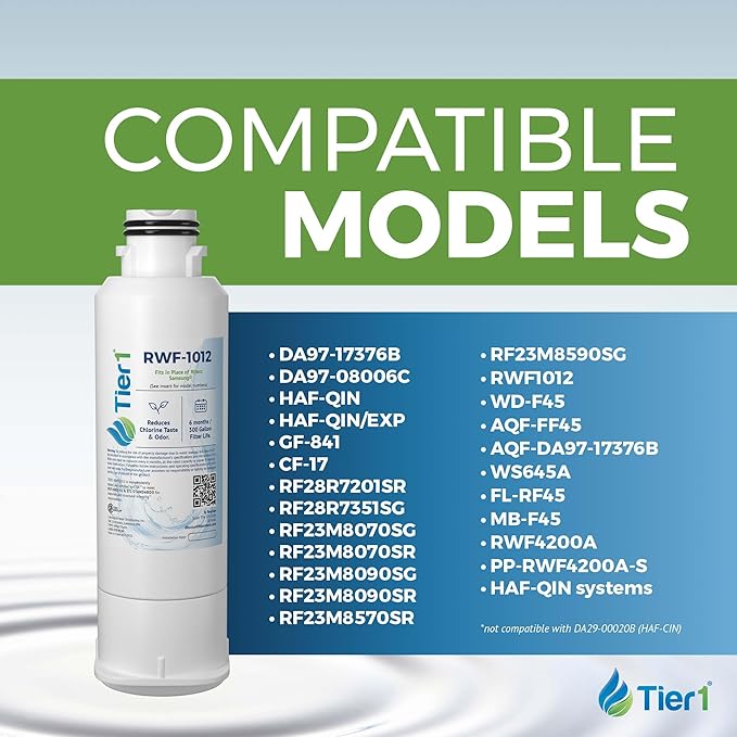 Tier1 RWF1012 DA97-17376B Refrigerator Water Filter | Replacement for Samsung HAF-QIN/EXP, DA97-08006C, RS27T5200SR | Up To 18 Months Supply | Easy Install | Odor Control | Great Tasting Water (3-pk)