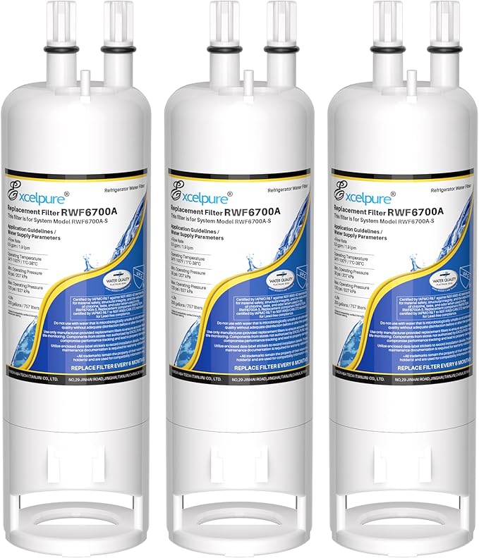 EXCELPURE WHR1RXD1 Refrigerator Water Filter Replacement for EDR1RXD1, Everydrop® Filter 1, W10295370A, KAD1RXD1, 46-9081, 46-9930, P4RFWB, P5WB2L, PS2378001, 3Pack