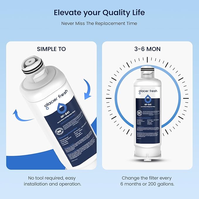 GLACIER FRESH Replacement for DA97-17376B Refrigerator Water Filters, HAF-QIN, HAF-QIN/EXP, DA97-08006C, RF23M8070SG, RF23M8070SR, RF23M8090SG, RF23M8090SR, RF23M8570SR, RF23M8590SG (4 Pack)