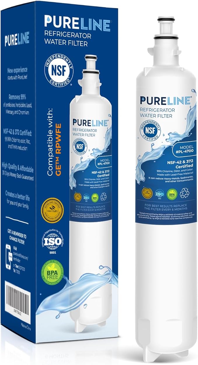 Pureline Replacement for GE® RPWFE® Water Filter (With RFID Chip) RPWF Refrigerator Water Filter. Compatible with GFE28GYNFS, PFE28KYNFS
