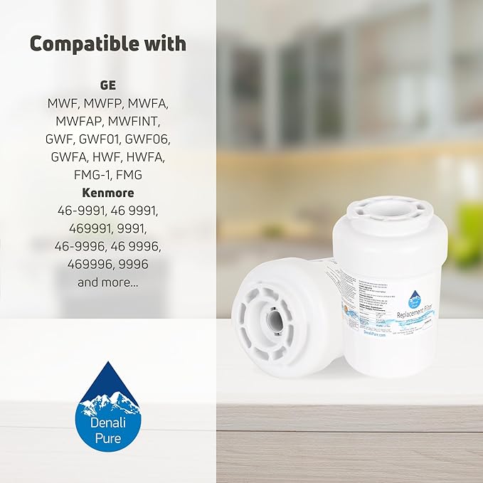 Replacement for General Electric GFSS6KKYASS Refrigerator Water Filter - Compatible with General Electric MWF, MWFP Fridge Water Filter Cartridge