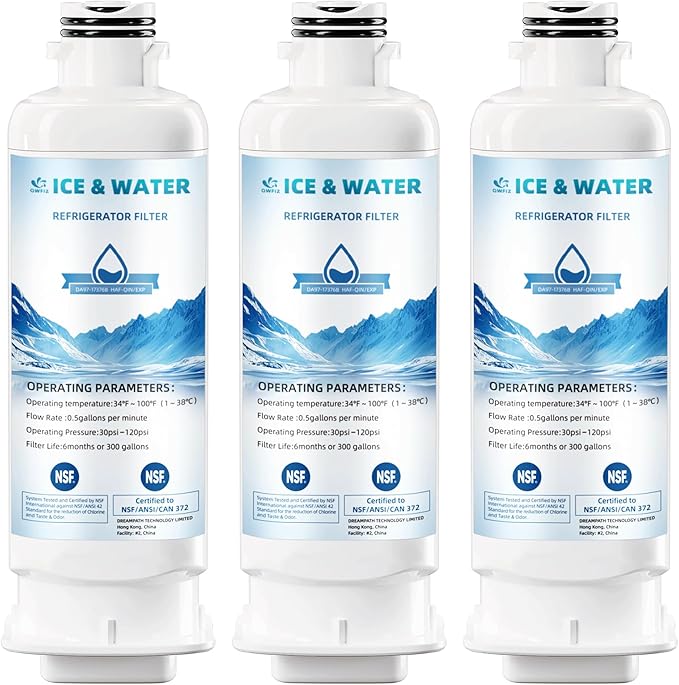DA97-17376B Replacement For Samsung Water Filter HAF-QIN/EXP, Fit rs27t5200sr rs22t5201sr rf27t5201sr rf28r7201sr rf30bb6600qlaa rf32cg5400sr, NSF42 Certified, Bespoke Water Filter 3-Pack