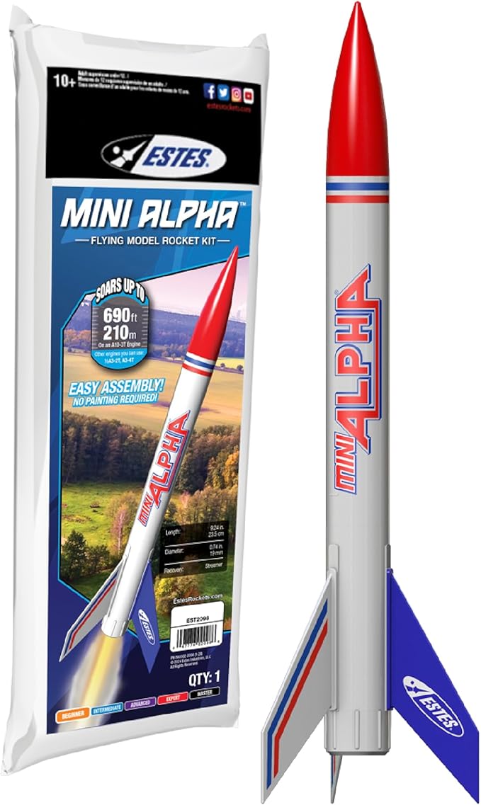 Estes Rockets 002098 Mini Alpha | Beginner Model Rocket for All Ages | Up to 690 ft | Model Rockect