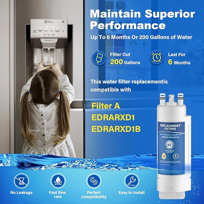 EDRARXD1 Water Filter Replacement Compatible with Whirlpool EDRARXD1, Filter A, EDRARXD1B, 3 Pack