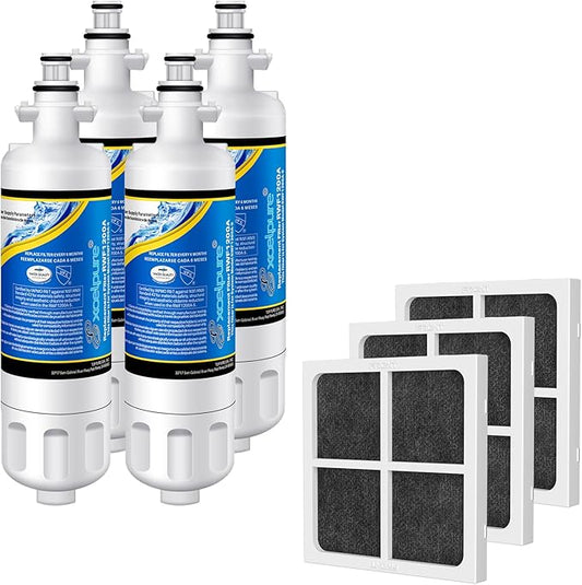 EXCELPURE ADQ36006101 Replacement for LG LT700P, Kenmore 9690, 46-9690, RWF1200A, LFXC24726S, SP-LE700, RFC1200A, Refrigerator Water Filter & LT120F Air Filter, 4+3PACK