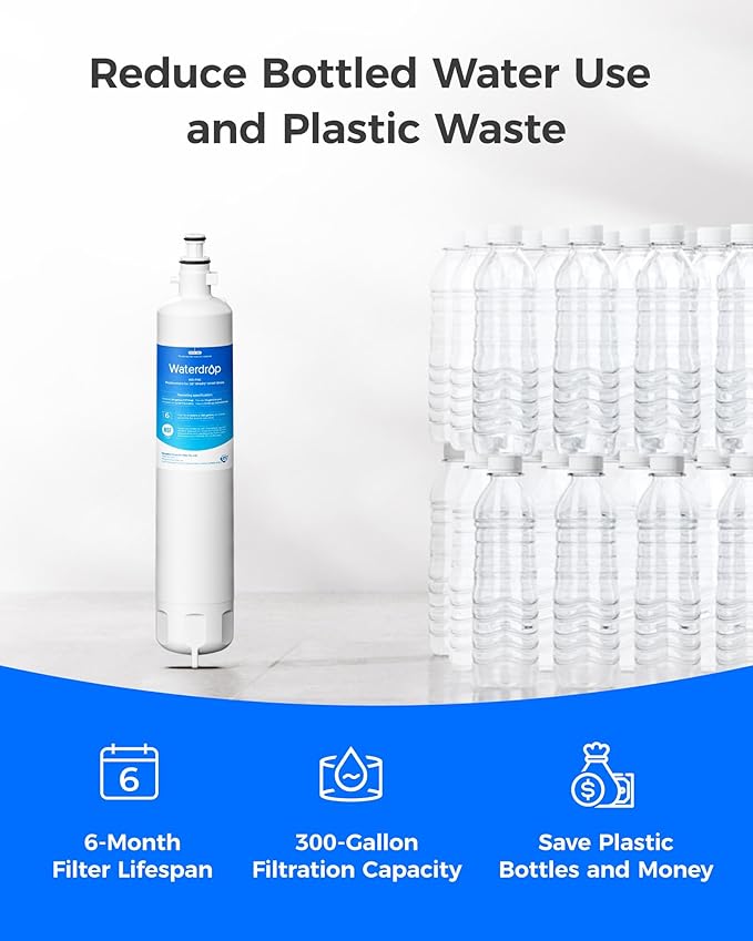 Waterdrop Replacement for GE® RPWFE®, RPWF (Built-in CHIP) Refrigerator Water Filter, Compatible with GFE28GYNFS, GFE28GELDS, PFE28KELDS, PFE28KYNFS, GFD28GELDS, PWE23KELDS, 6 Filters