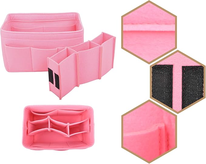 Vercord Felt Purse Organizer Handbag Insert Liner Shaper Bag in Bags for Speedy Neverfull Tote Pink Xlarge