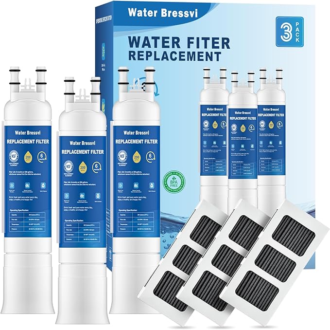 Water Filter Replacement Compatible with Frigidaire FPPWFU01, Electrolux FPPWFU01, PurePour PWF-1, PureAdvantage PWF-1 Water Filter and PureAir Ultra II PAULTRA2 Air Filter Combo (3+3)