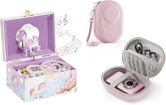 ProCase Unicorn Jewelry Box for Girls Bundle with Small Digital Camera Case Compatible with KODAK PIXPRO FZ55/FZ45/C1 Zoom/CAMKORY/Lecran