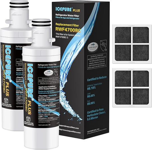 ICEPURE PLUS ADQ747935 NSF/ANSI 53 Replacement for LG LT1000P Kenmore Elite 9980 LT1000 LT1000PC ADQ74793501 MDJ64844601 RWF4700A LFXS26973S Refrigerator Water Filter and LT120F Air Filter,2PACK