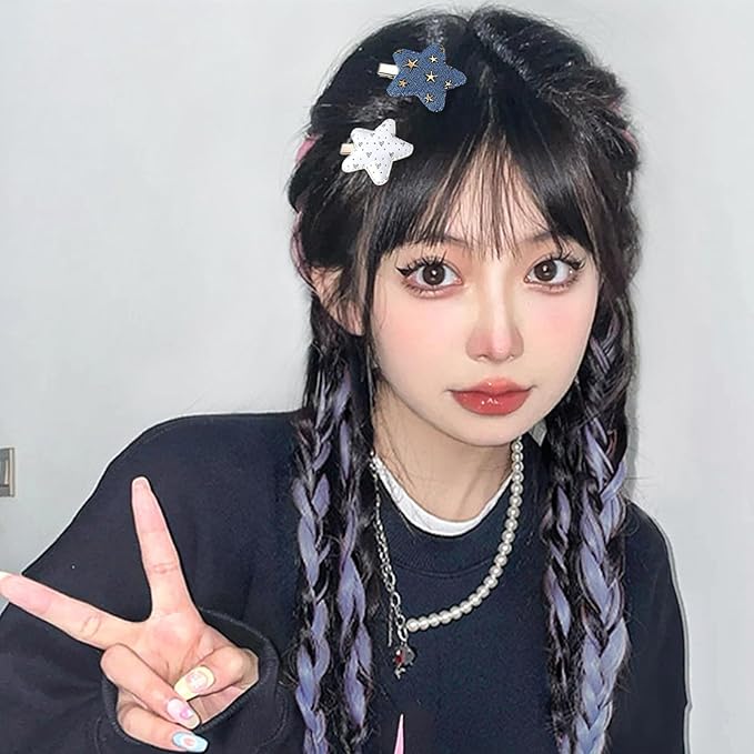 20Pcs Kawaii Star Hair Clips Y2k Hair Accessories Cute Star Hair Barrettes for Women Girls Large Snap Hair Clips Silver Goth Hair Clip Bone Cross Cowboy Plush Hair Clip Styling Tools Gifts