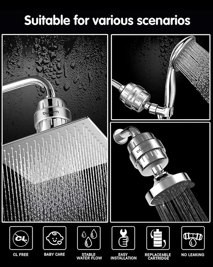 15 Stage Shower Filter Cartridge,High output Universal replacement filter cartridge, Remove Chlorine Heavy Metals and Other Sediments, Reduces Dry Itchy Skin Dandruff BWDM.Pack of 1