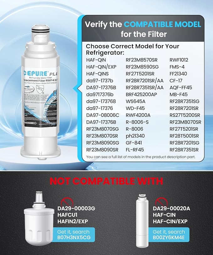 ICEPURE PLUS DA97-17376B NSF/ANSI 53 & 42 Certified Refrigerator Water Filter, Remove Lead, Replacement for Samsung HAF-QIN/EXP, DA97-08006C, RS22T5201SR, RF28R7201SR, RF28R7351SG RF32CG5400SR, 3PACK