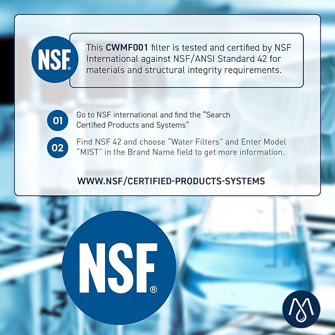 Mist EDR1RXD1 Refrigerator Water Filter Replacement for Everydrop® Filter 1 – Whirlpool® WHR1RXD1 W10295370A, Kenmore® 46-9081 – 3-Pack – NSF 42 & 372 Certified