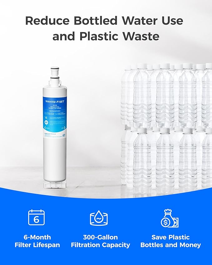 Waterdrop 4396508 Refrigerator Water Filter, Replacement for EveryDrop® Filter 5, EDR5RXD1 Whirlpool® 4396508, 4396510, 4392857, Kenmore® 46-9010, NLC240V, 1 Pack