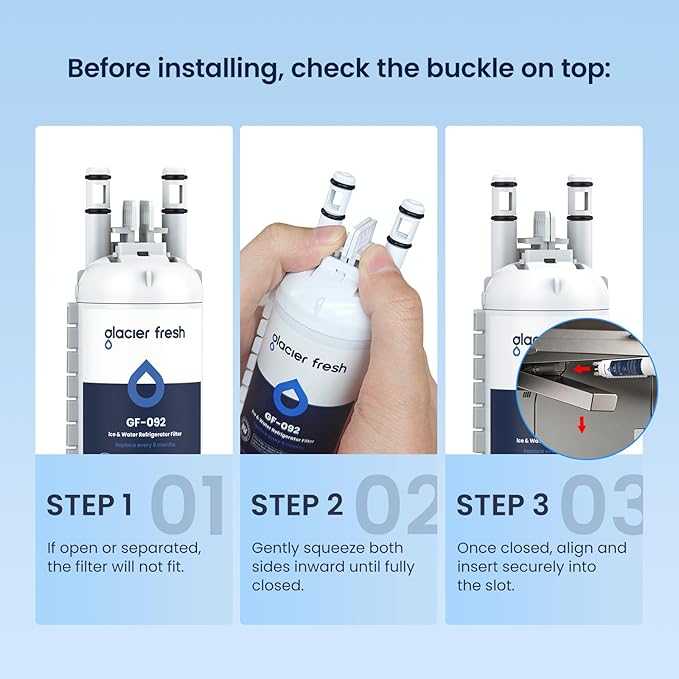 GLACIER FRESH FPPWFU01 Water Filter Replacement for Frigidaire PurePour FPPWFU01, Compatible with Electrolux EPPWFU01, PureAdvantage PurePour PWF-1, NSF42, 1 Pack