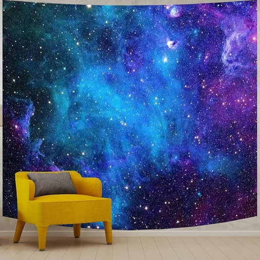 Apdidl Galaxy Tapestry for Bedroom Aesthetic Space Blue Night Starry Sky Stars Universe Tapestry Mysterious Nebula Wall Hanging Backdrop Room Decor for Bedroom Living Room (60'' x 79'')