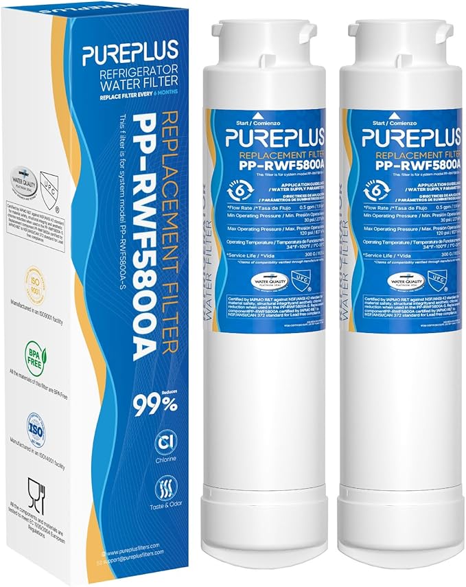 PUREPLUS EPTWFU01 Refrigerator Water Filter, Compatible with Frigidaire EWF02, GP006, Pure Source Ultra II, RWF5800A, 2Pack