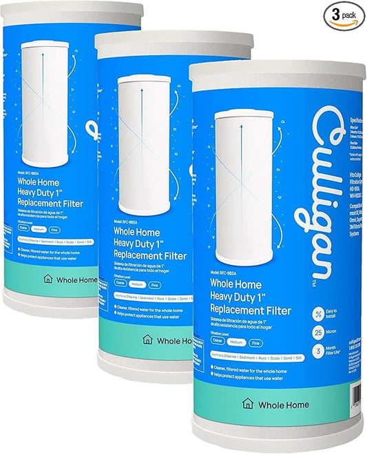 Culligan Whole House Water Filter for Sediment - 25 Micron RFC-BBSA 10”x4.5” Long Lasting Water Filter Replacement Compatible with FXHTC,W50PEHD,GXWH40L,GXWH35F,GNWH38S,WFHD13001,(Pack of 3)