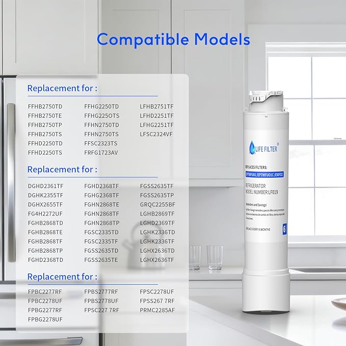 Lifefilter Water Filter Replacement, Compatible with Frigidaire EPTWFU01, EWF02, Pure Source Ultra II, 012505454226, 4562222, Pack of 3