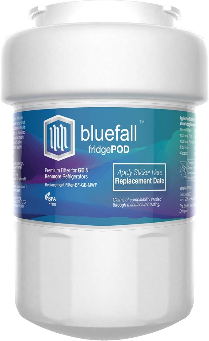 BlueFall Compatible MWF Water Filters for GE Refrigerators, NSF 42 Replacement for SmartWater MWFP, MWFA, GWF, HDX FMG-1, WFC1201, RWF1060, 197D6321P006, Kenmore 9991, 3 Pack