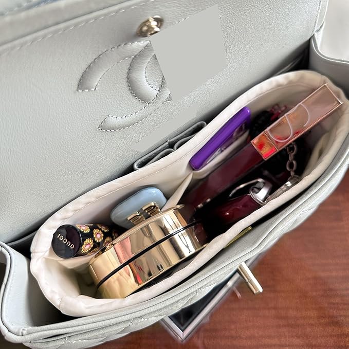 Classic Flap Bag Organizer Insert, Inner Bag for Classic Flap Mini 20, Lightweight Insert for Women Every Use (Craie, Chanel CF Mini)