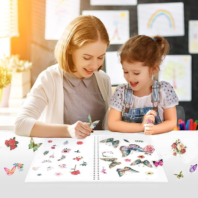 MUDOR Reusable Sticker Collecting Book with Puffy Cover, A5 Size with 40 Sheets Release Paper, Blank Stickers Storage Collection Album Organizer (Star)