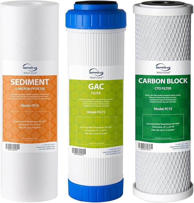 iSpring RCC7F3 Value Pack, 5-Stage Under Sink Reverse Osmosis Water Filter System, Patented Easy-Mount Faucet for Effortless Installation, Additional 3 Pre-Filters Included