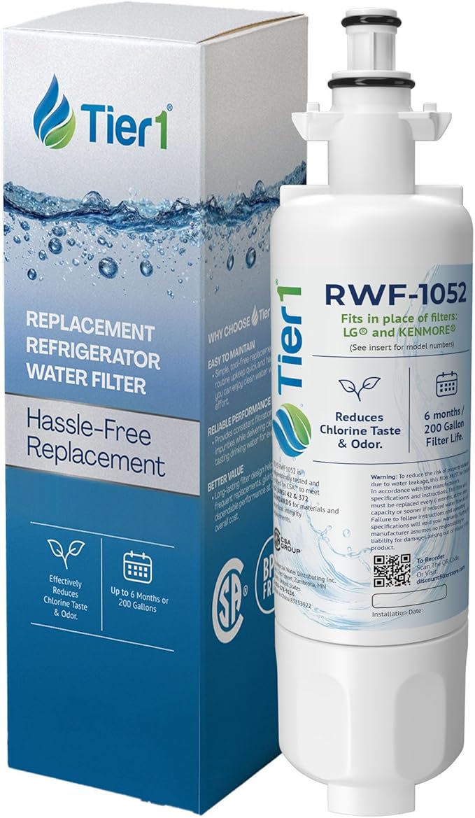 Tier1 RWF1052 ADQ36006101 Refrigerator Water Filter | Replacement for LG LT700P & Kenmore 9690 Fridge Filter - Lasts up to 6 Months | Easy Install | Odor Control | Clean & Great Tasting Water