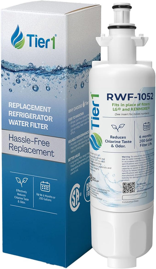 Tier1 RWF1052 ADQ36006101 Refrigerator Water Filter | Replacement for LG LT700P & Kenmore 9690 Fridge Filter - Lasts up to 6 Months | Easy Install | Odor Control | Clean & Great Tasting Water
