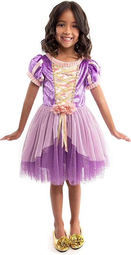 Little Adventures Rapunzel Princess Party Dress - Machine Washable Child Pretend Play Costume Outfit with No Glitter