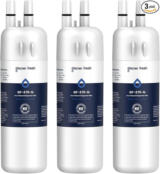 GLACIER FRESH EDR1RXD1 Refrigerator Water Filter Compatible with W10295370A, EDR1RXD1, WHR1RXD1, KAD1RXD1, Filter 1, W10295370, P4RFWB, P8RFWB2L, 46-9930, 46-9081 Refrigerator Water Filter,3 Pack