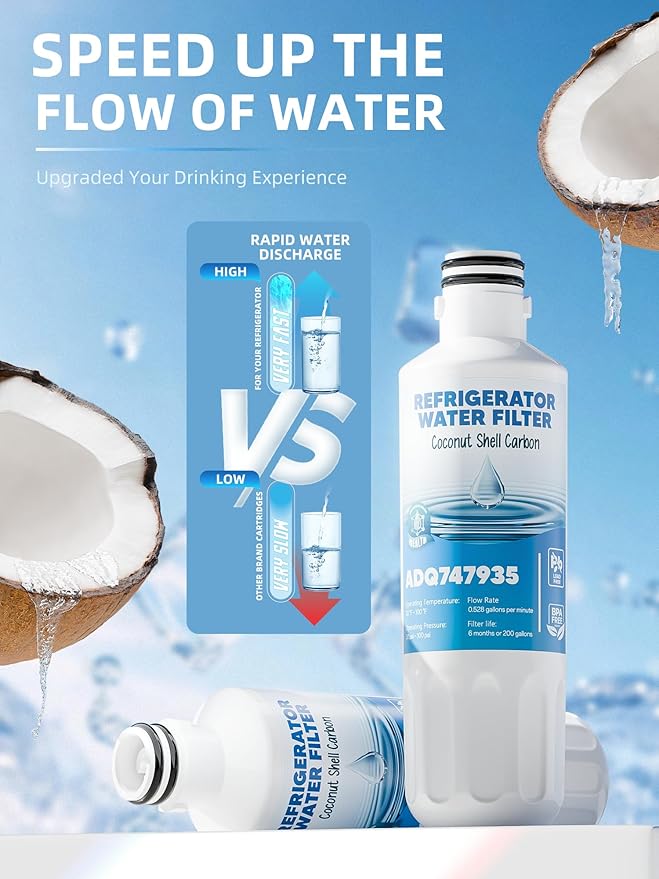 LT1000P Water Filter Replacement Fit for L-G Lt1000P/PC/PCS Compatible with L-G Models ADQ747935, ADQ74793501/02, MDJ64844601, LFXS26973S, LMXS30796S Water Filters, 4Packs By AVXBYR