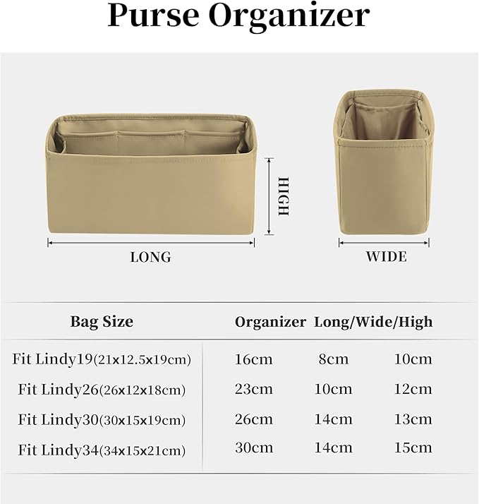 Bag Organizer Insert for Lindy19, Bag Storage with Silky Satins Material, Lightweight Inner Bag Compatible with Hermes Lindy, Multiple Pockets Large Capacity(Trench, Lindy19)