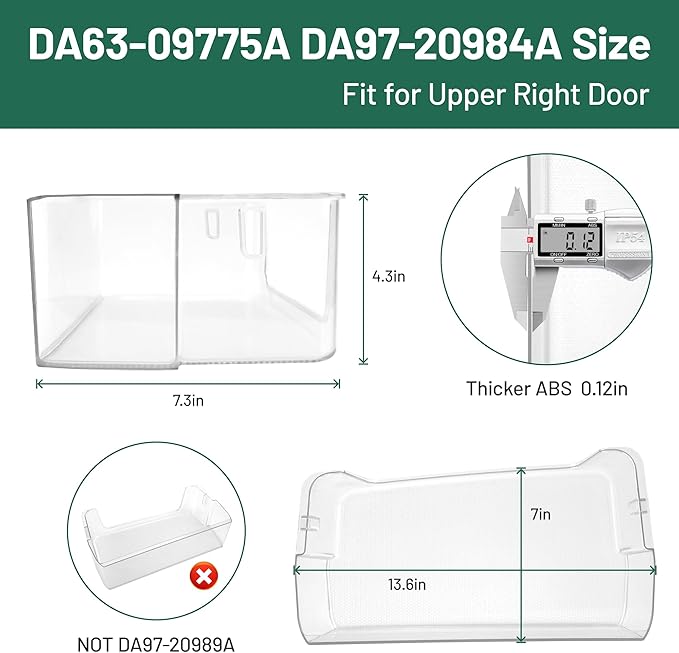 UPGRADED DA63-09775A Fridge Right Door Shelf Bin for RF28T5001SR RF28T5021SR RF27T5201SR RF27T5241SR RF28T5101SR RF28T5001SG, Compatible with Sam-sung Refrigerator Door Shelves By Fetechmate