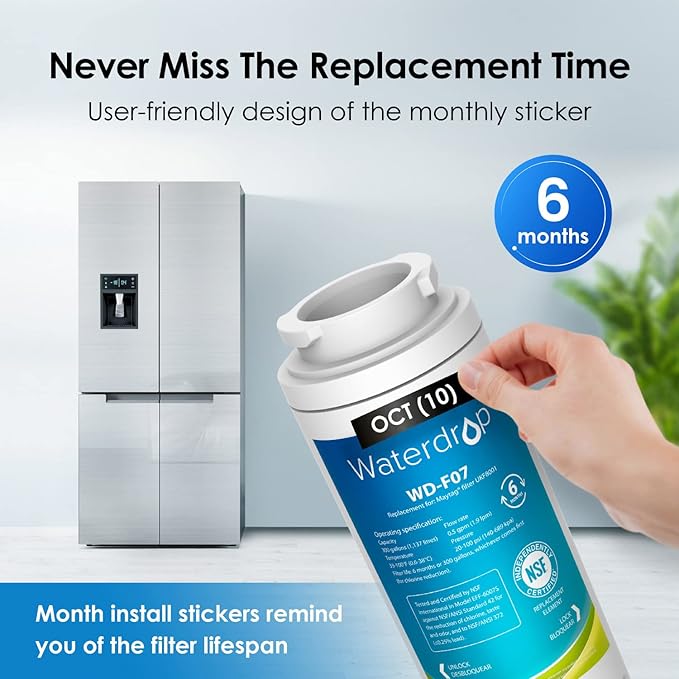 Waterdrop UKF8001 Refrigerator Water Filter, Compatible with Whirlpool UKF8001AXX-750, Maytag UKF8001P, UKF8001AXX-200, 4396395, 469006, EveryDrop Filter 4, Puriclean II, EDR4RXD1, 4 Filters
