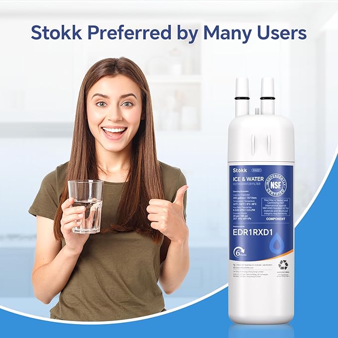 Stokk EDR1RXD1 Replacement Compatible with Everydrop Filter 1, EDR1RXD1B, Whirlpool W10295370A, P8RFWB2L, P4RFWB, P5WB2L, 46-9081, 46-9930, RW001 Refrigerator Water Filter, 2 Pack