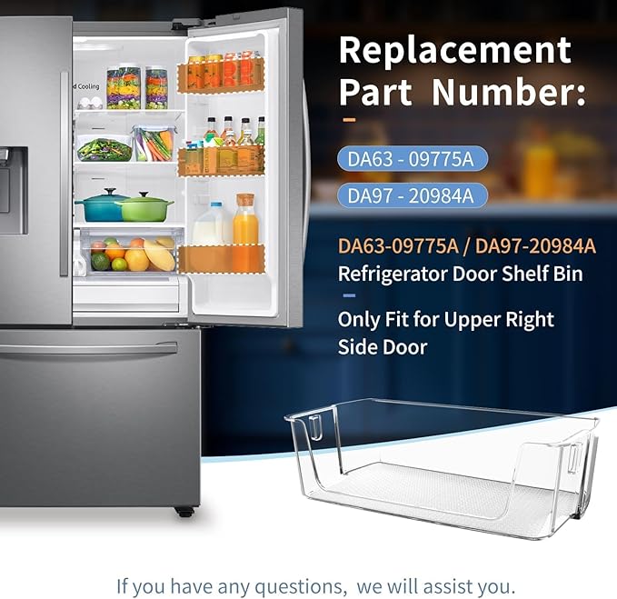 Upgraded DA63-09775A DA97-20984A Refrigerator Door Bin (Right Side)Compatible with Sam-sung Fridge Door Shelves RF27T5201SR RF28T5001SR Fit for Sam-sung Refrigerator Door Shelf Replacement RF27T5241SR